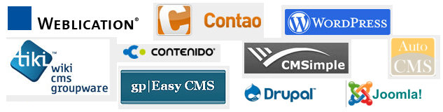 Logos verschiedener CMS-Systeme